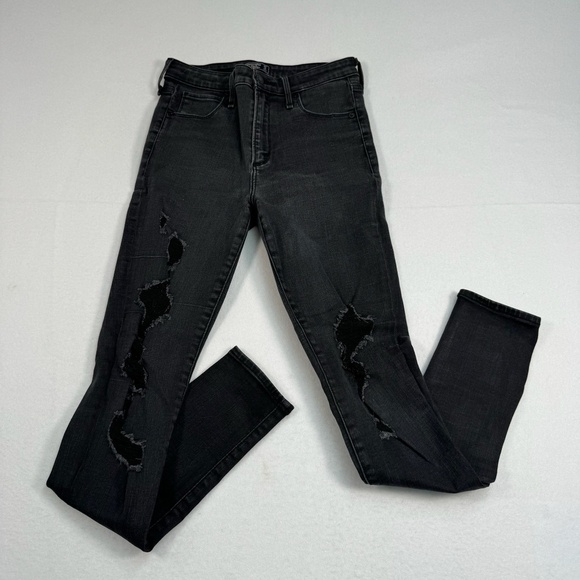 Abercrombie Fitch Simone High Rise Super Skinny Jeans Womens Sz 27/4 Black Wash - Picture 1 of 14